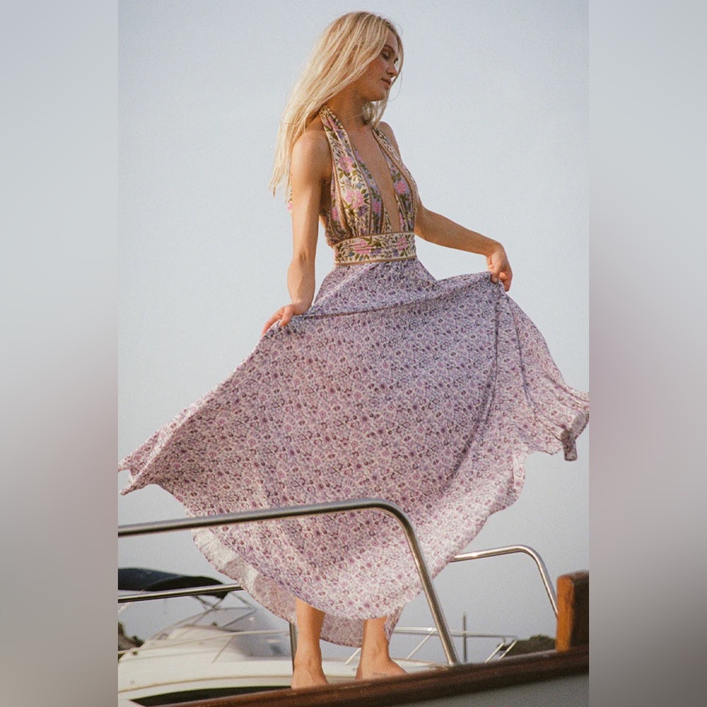 Spell Lavender Floral Halter Maxi Dress